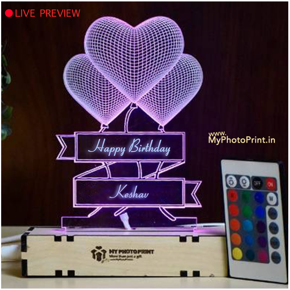 Happy Birthday Keshav - Make Keshav's Birthday Extra Special with a Personalized Acrylic Night Lamp - The Perfect Gift! Image