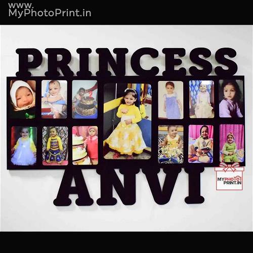Customized Your Text OR Name Wooden Photo Frame Collage 13 Photos #929