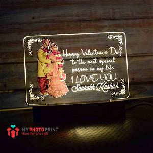 Personalized Valentine Special Photo Acrylic Led Night Lamp with Color Changing Led and Remote#1729