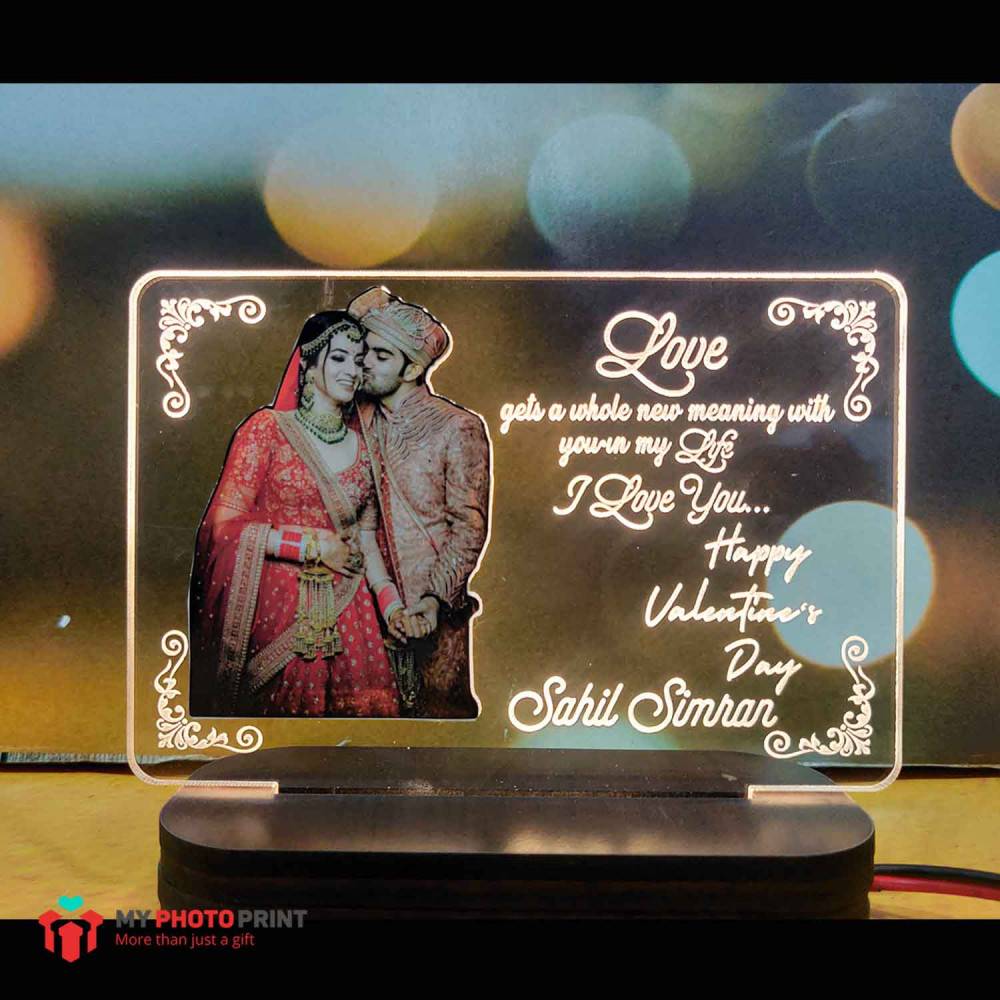 Personalized Valentine Special Photo Acrylic Led Night Lamp with Color Changing Led and Remote #1729