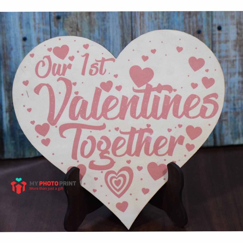 First Valentine Together Wooden Table Top