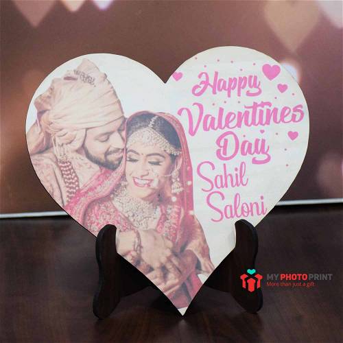 Personalized Heart Couple Happy Valentine's Day Wooden Table Top