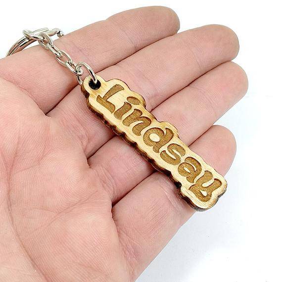 Customized Wooden Name Keychain 