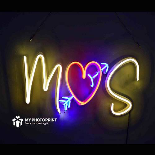 Personalized Heart Arrow Couple Led Neon Sign Decorative Lights Wall Decor