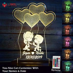 Personalized Cute Couple Proposal Acrylic 3D illusion LED Lamp with Color Changing Led and Remote #1768