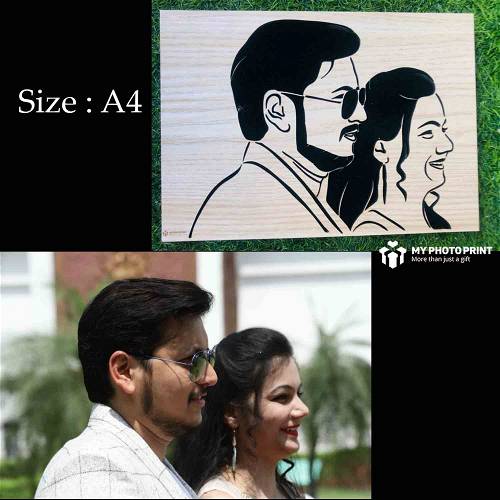 Personalized Couple 3D Portrait Wooden Frame