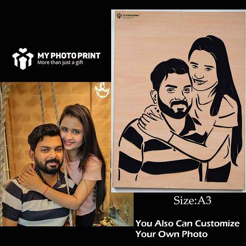 Personalized Couple 3D Portrait Wooden Frame