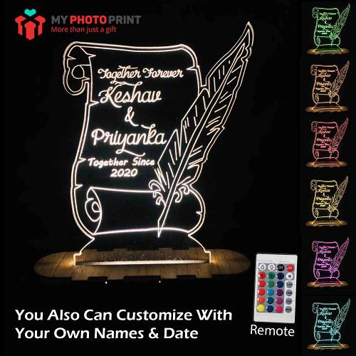 Personalized Love Letter Acrylic 3D illusion LED Lamp with Color Changing Led and Remote#1778