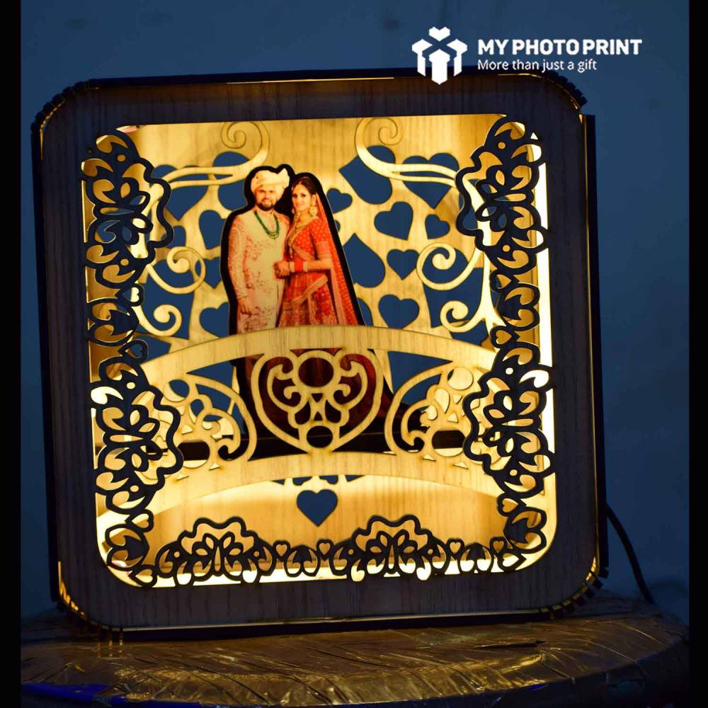 Personalized Couple Photo Wooden Table Top/Night lamp for Couples Boyfriend Girlfriend