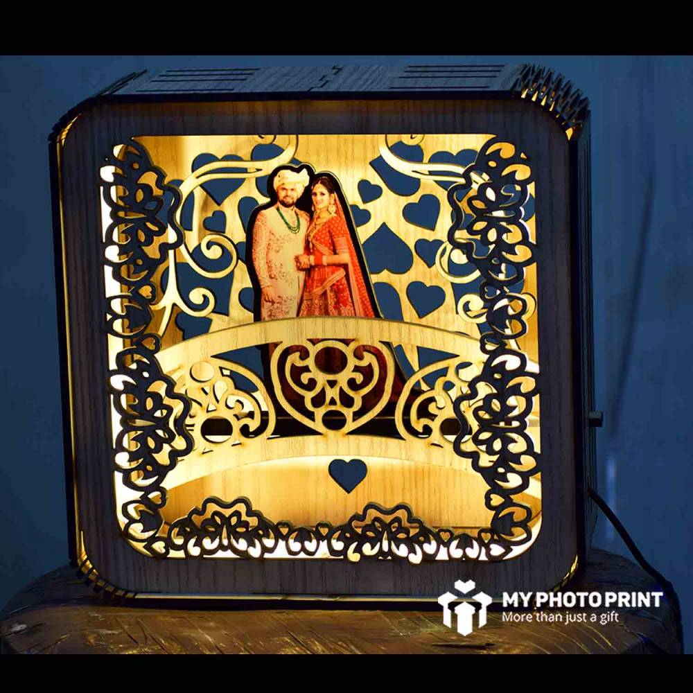Personalized Couple Photo Wooden Table Top/Night lamp for Couples Boyfriend Girlfriend