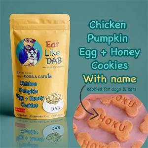 Home Made Chicken + Pumpkin + Egg + Honey Dog Cookies Treat With Your Dog Name On It 500 Grams
