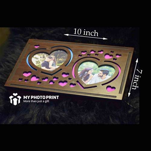 Customized Heart Photo Photo Wooden Table Top Night lamp for Couples Boyfriend Girlfriend