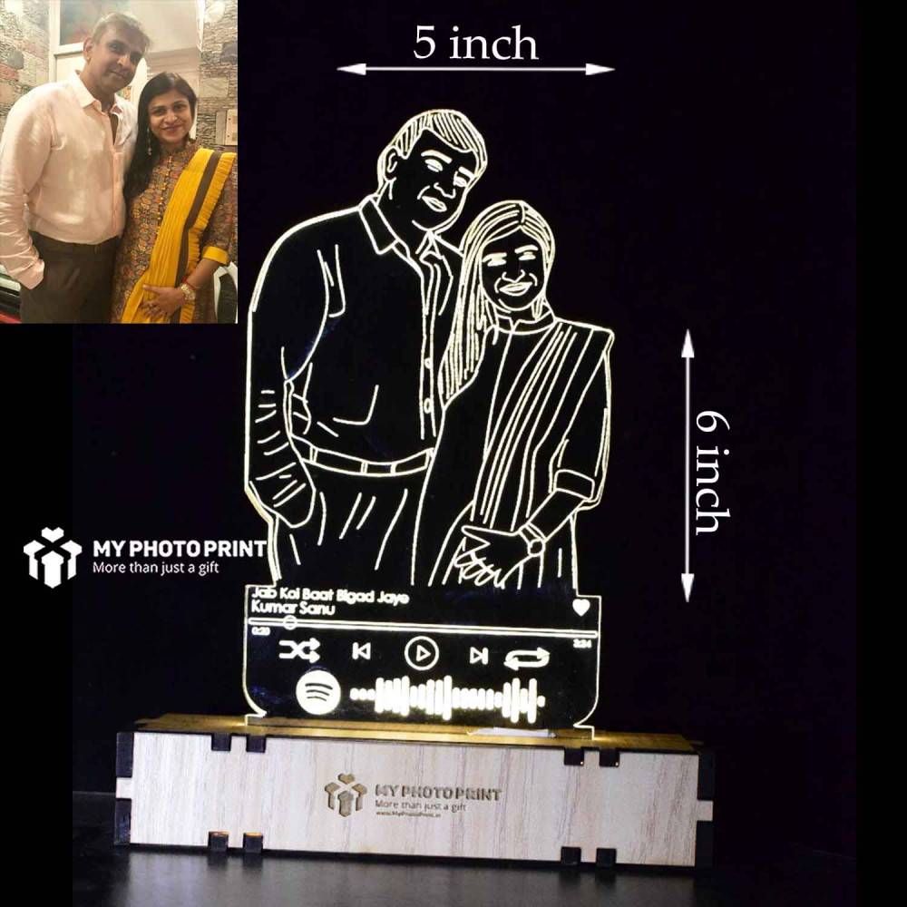 Personalized Spotify Music Acrylic Plaque Line Art Acrylic 3D illusion LED Lamp with Color Changing Led and Remote #1850