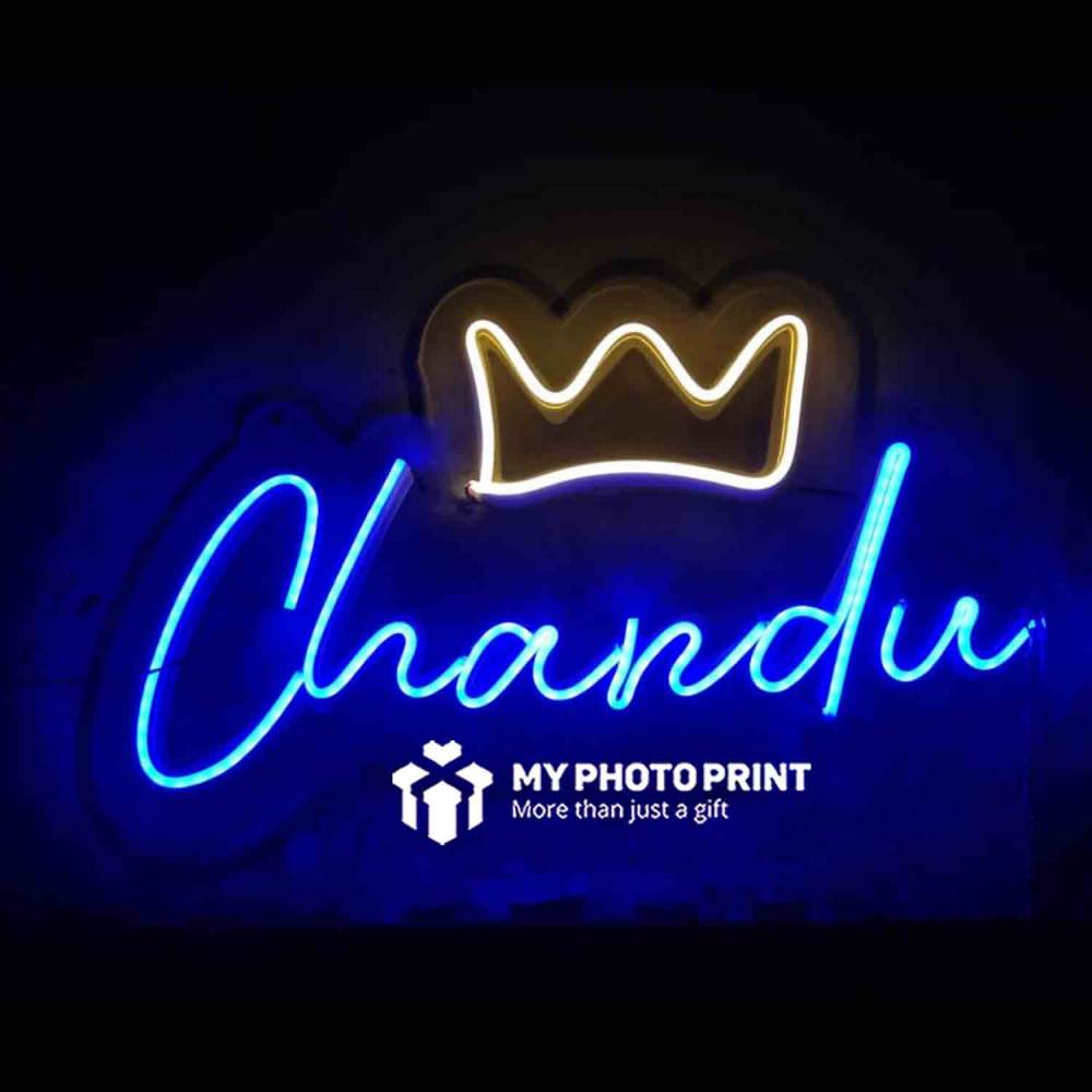 Custom Name With Crown Led Neon Sign Decorative Lights Wall Decor | Size Approx 12 inch X 18 inch According to Name