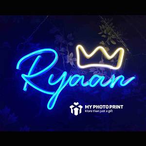 Custom Name With Crown Led Neon Sign Decorative Lights Wall Decor | Size Approx 12 Inches X 18 Inches According to Name