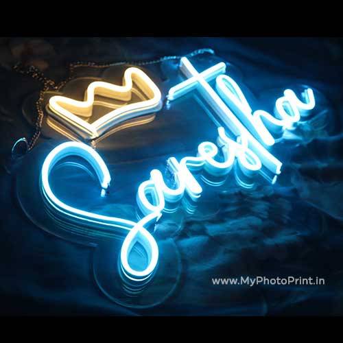 Custom Name With Crown Led Neon Sign Decorative Lights Wall Decor Size Approx 12 Inches X 18 According To - Custom Led Light Wall Decor