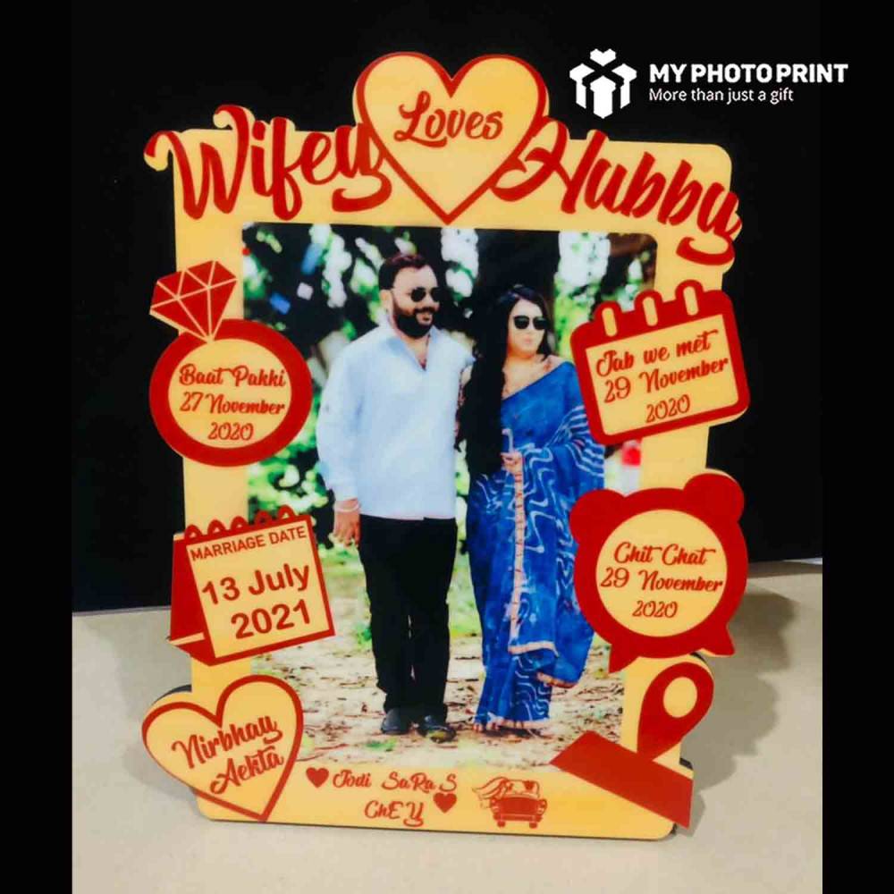 Customized Love Story Photo Frame Wooden Table Top