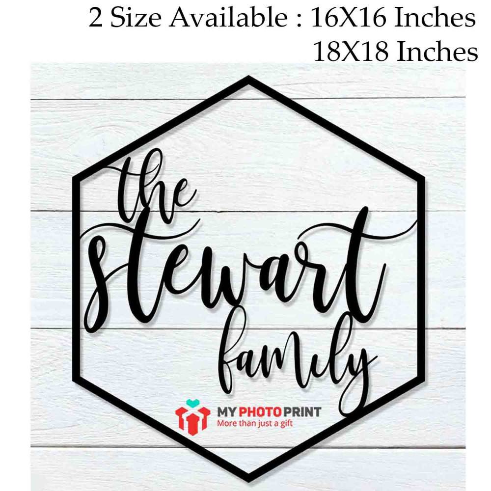 Customized Hexagon Family Name Wooden Wall Decoration