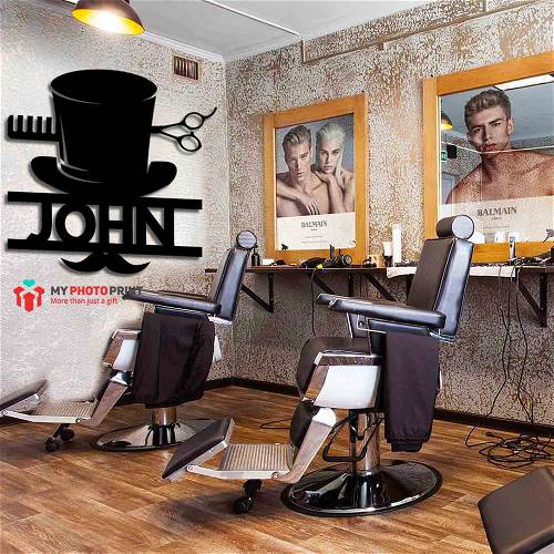 Customized Barber Name Wooden Wall Decoration