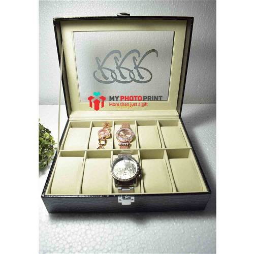 Wooden Watch Box With 10 Compartments 