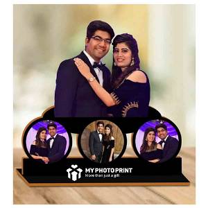 Personalized Best Couple With 4 Photos Wooden Table Top