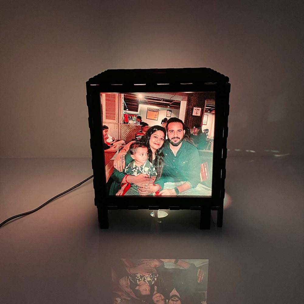 Customized Photo Velvet Shadow Box with Multicolour Electric Night Lamp