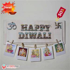 Happy Diwali Wall hanging with 5 photo