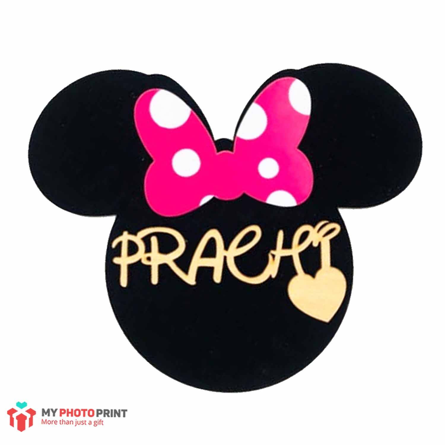Customized Your Name or Text Mini Mouse Wooden Frame Wall Hanging (Micky Tie)