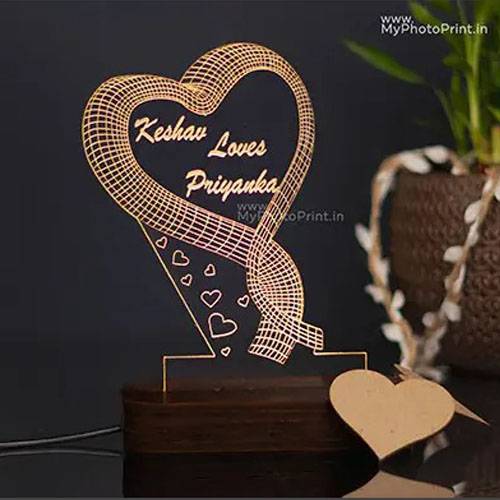Custom Made Heart Night Lamp For Couple Gift When it comes to selecting a night light for your bedroom or any other room in your house, you can do it with ease as they are available in various types, designs and styles. You can select a lamp according to the color of the wall and other decorative items around. Customized lamp shades for a perfect and romantic ambiance in your bedroom will make your nights much brighter. The best part about these customized gifts is that they are available online, which means that you can easily purchase them. So, if you are planning to gift a special person in your life like a newly married couple, a newly wedded couple or just want to surprise someone with something different and unique then browse online Indian website to get a good deal and choose the right Custom Made Heart Night Lamp for Couple Gift.