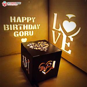Customized Love Wooden Shadow Box Night with Electric Night Lamp
