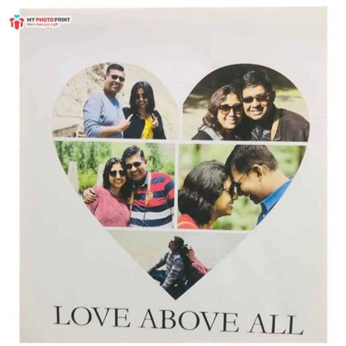 Customized Heart Photo Canvas With 5 Photo
