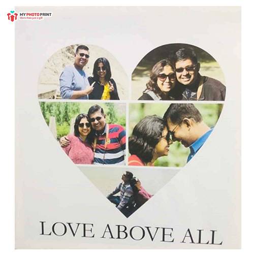 Customized Heart Photo Canvas With 5 Photo