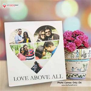 Customized Heart Photo Canvas With 5 Photo / You Can Ask Your Queries Or Share Photos on WhatsApp Also After Order