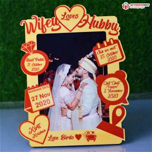 Customized Love Story Photo Frame Wooden Table Top