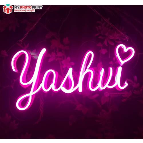 Custom Name With Heart Led Neon Sign Decorative Lights Wall Decor | Size Approx 12 Inches X 18 Inches According to Name