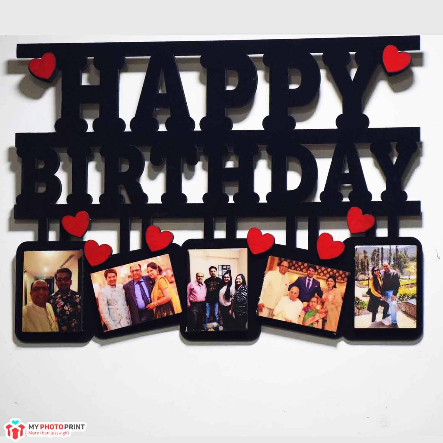 Your Text OR Name Wooden Photo Frame Collage 5 Photos(Example: Happy Anniversary,Happy Birthday ETC.)#147