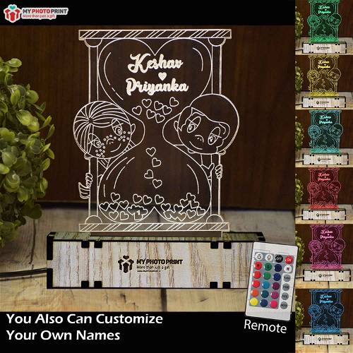Personalized Couple Love Counter Acrylic 3D illusion LED Lamp with Color Changing Led and Remote#1408