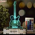 Personalized Guitar Acrylic  3D illusion LED Lamp with Color Changing Led and Remote#1390