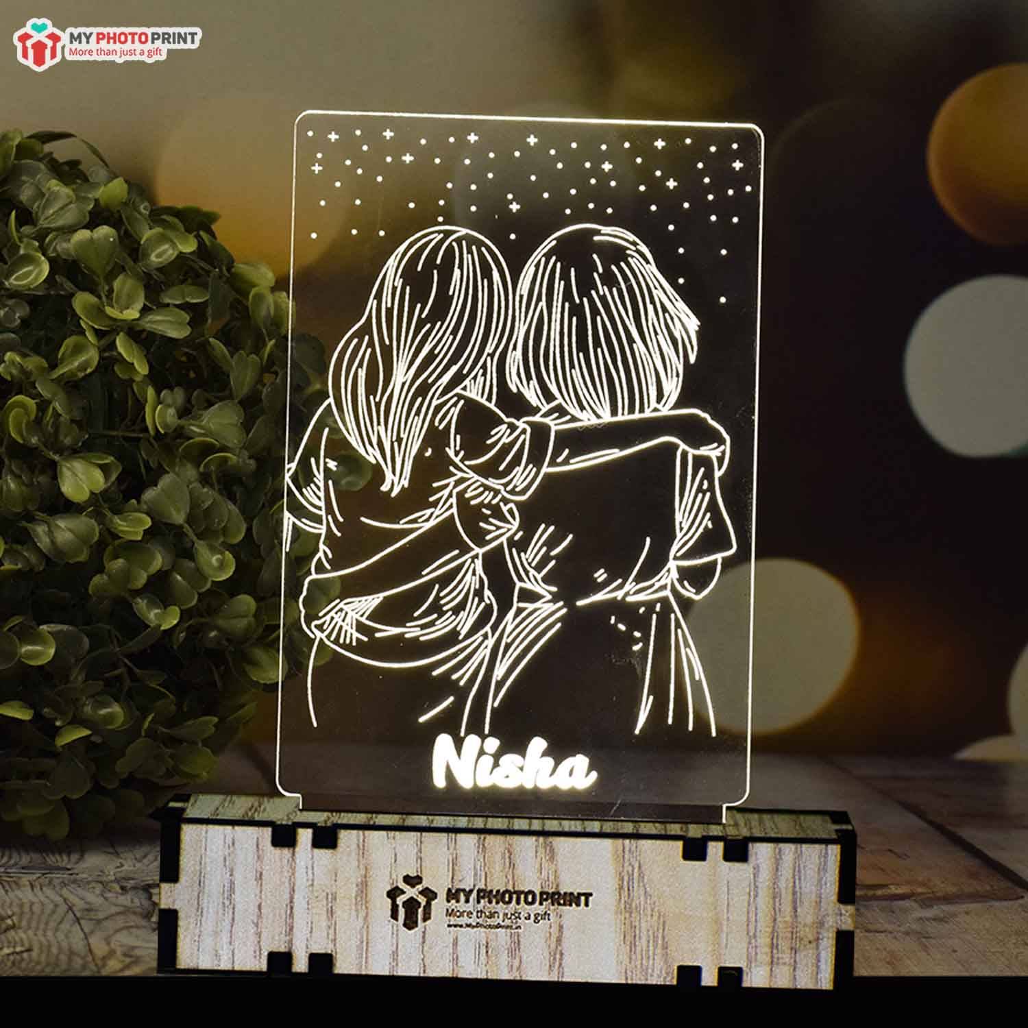 PERSONALIZED FRIENDS ACRYLIC 3D ILLUSION LED LAMP WITH COLOR CHANGING LED AND REMOTE#1389