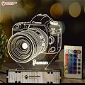 PERSONALIZED CAMERA ACRYLIC 3D ILLUSION LED LAMP WITH COLOR CHANGING LED AND REMOTE#1392