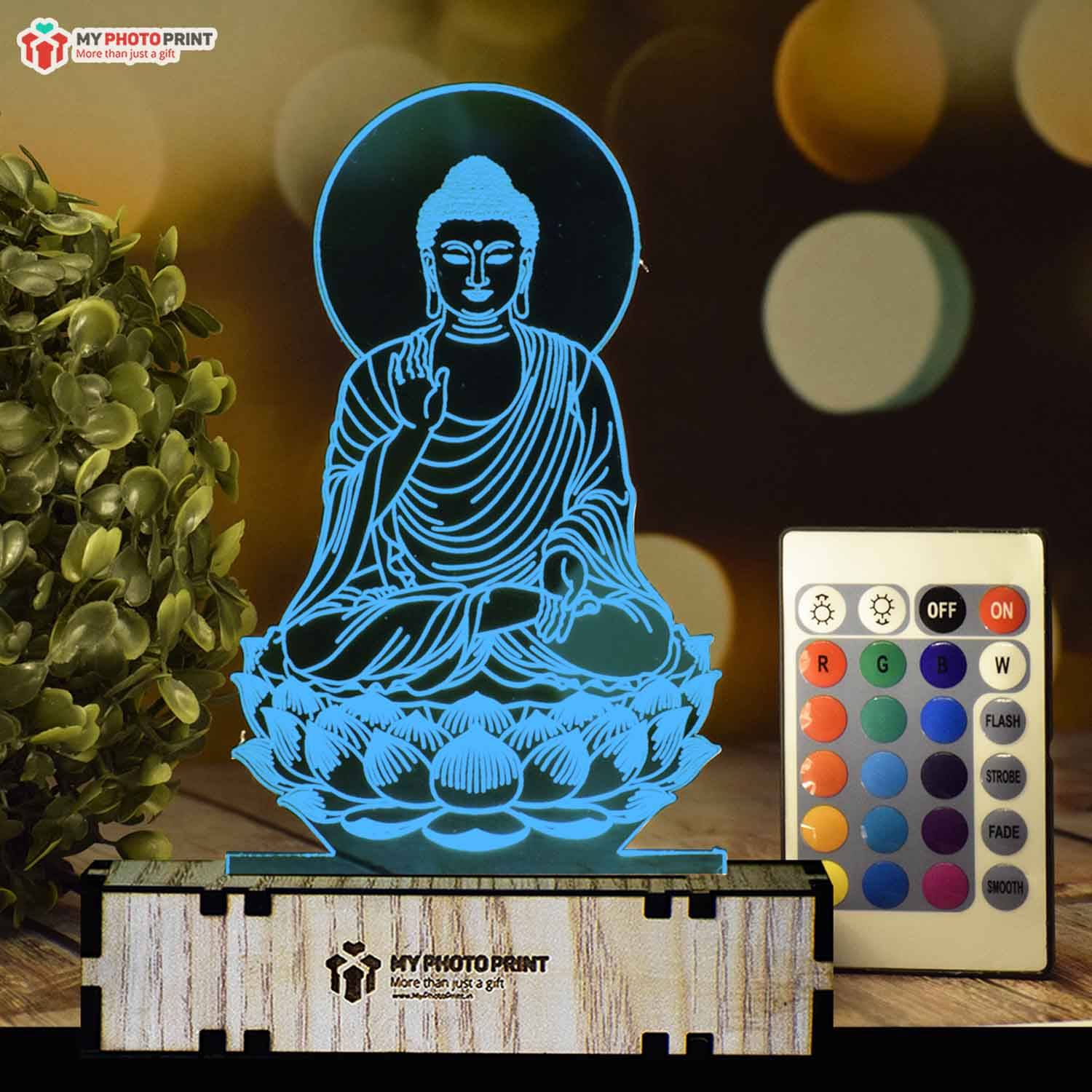 Peaceful Buddha Acrylic 3D illusion LED Lamp with Color Changing Led and Remote#1397