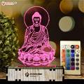 Peaceful Buddha Acrylic 3D illusion LED Lamp with Color Changing Led and Remote#1397