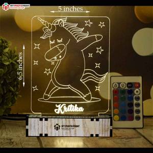  Personalized Dancing Unicorn Acrylic 3D illusion LED Lamp with Color Changing Led and Remote#1401