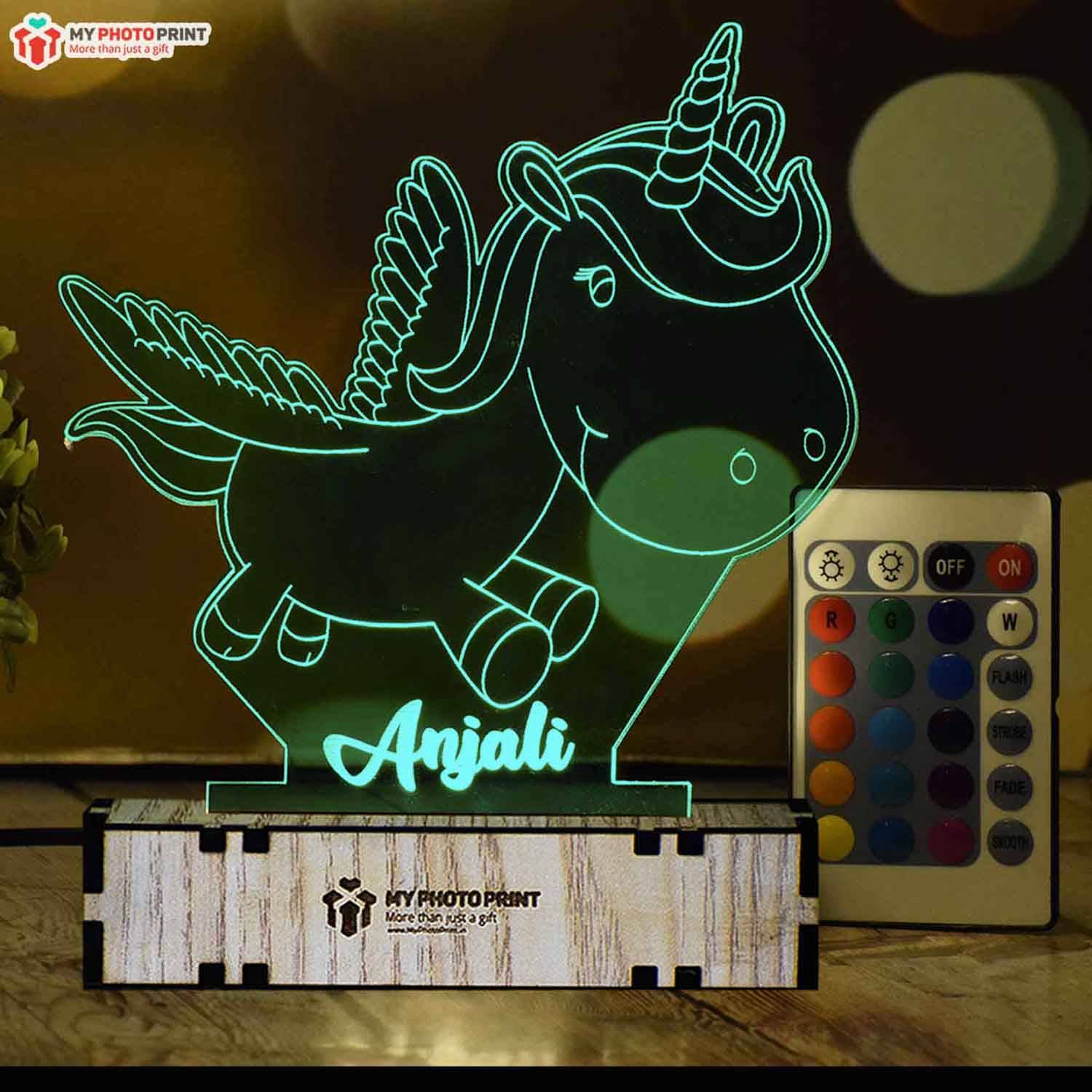 Personalized Flying Unicorn Acrylic 3D illusion LED Lamp with Color Changing Led and Remote#1406