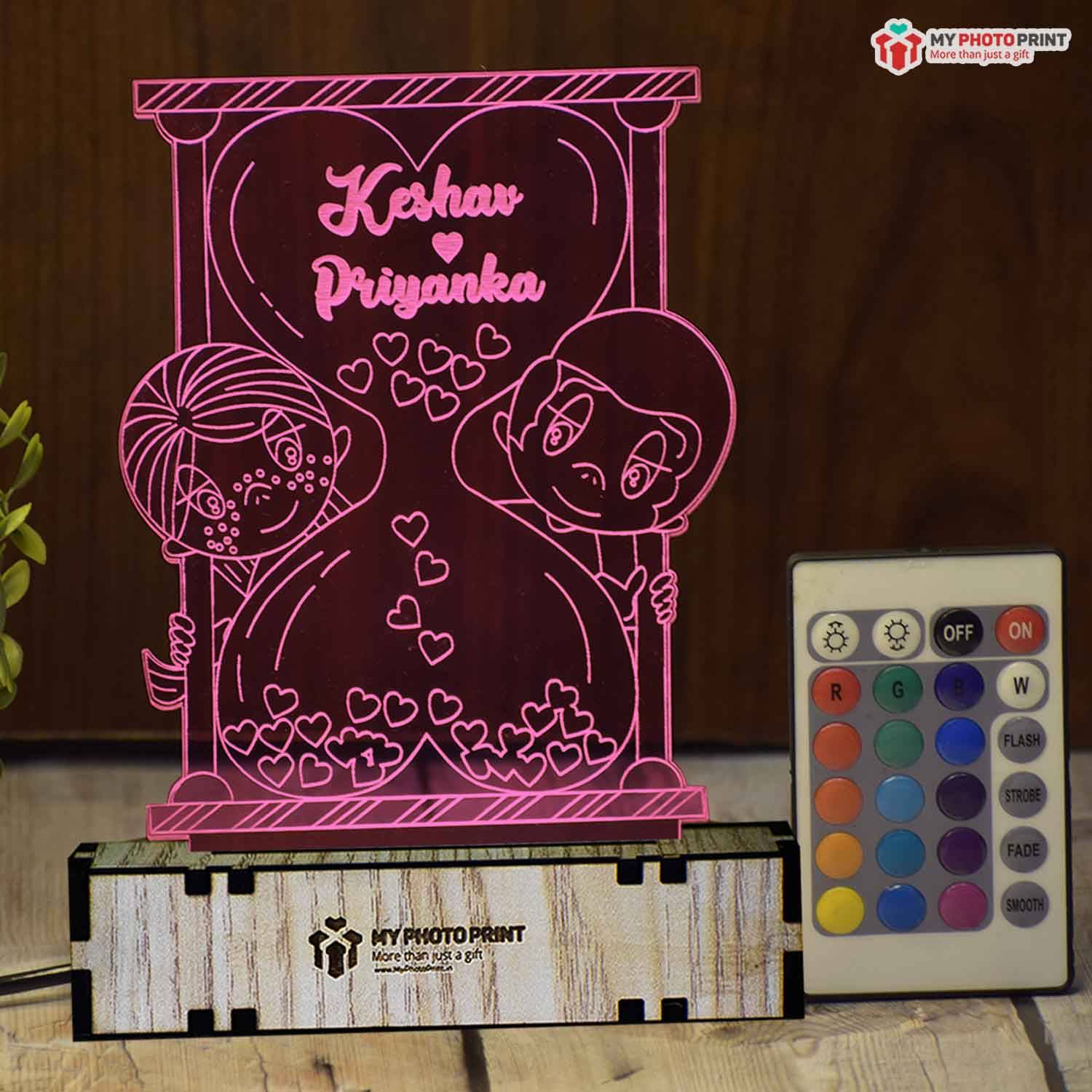 Personalized Couple Love Counter Acrylic 3D illusion LED Lamp with Color Changing Led and Remote#1408