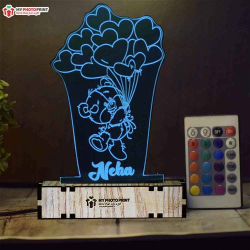 Personalized Teddy Bear Acrylic 3D illusion LED Lamp with Color Changing Led and Remote#1409