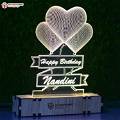 PERSONALIZED 3 HEART ACRYLIC 3D ILLUSION LED LAMP WITH COLOR CHANGING LED AND REMOTE#2008