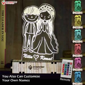 Personalized Cartoonist Couple Acrylic 3D illusion LED Lamp with Color Changing Led and Remote #1576