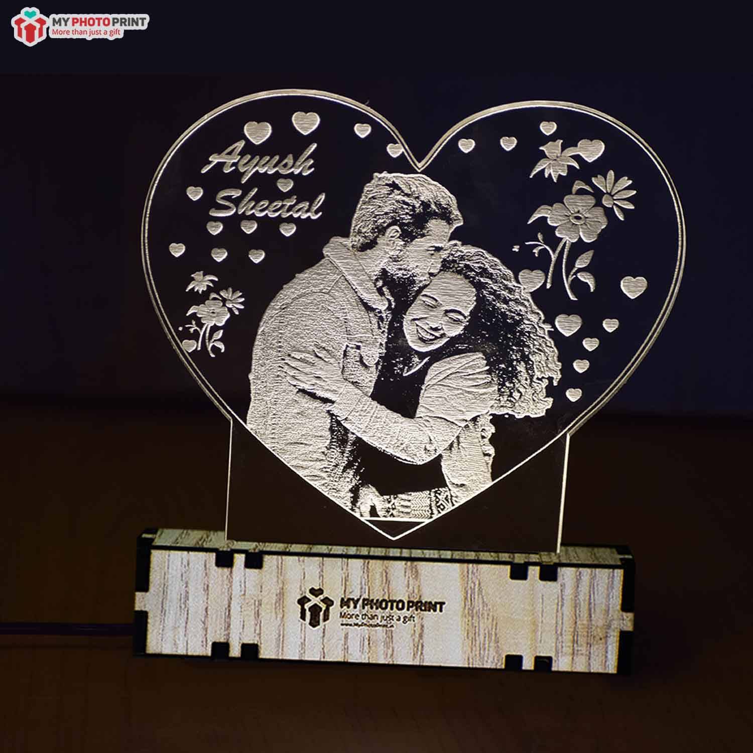 Personalized Heart Shaped Photo Acrylic 3D illusion LED Lamp with Color Changing Led and Remote#1591 