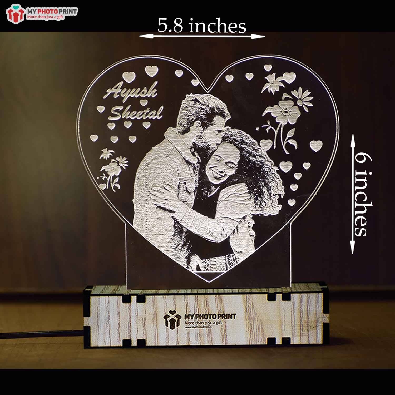Personalized Heart Shaped Photo Acrylic 3D illusion LED Lamp with Color Changing Led and Remote#1591 